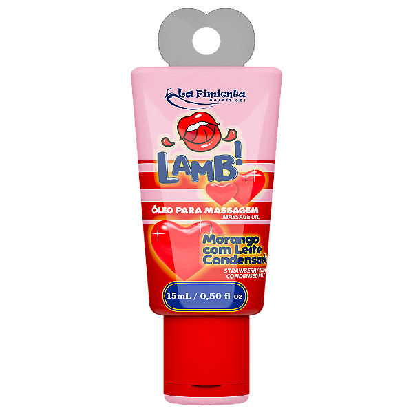 LAMB! ÓLEO PARA MASSAGEM BEIJÁVEL MORANGO C/ LEITE COND. 15ml