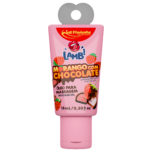 LAMB! ÓLEO PARA MASSAGEM BEIJÁVEL MORANGO C/ CHOCOLATE 15ml