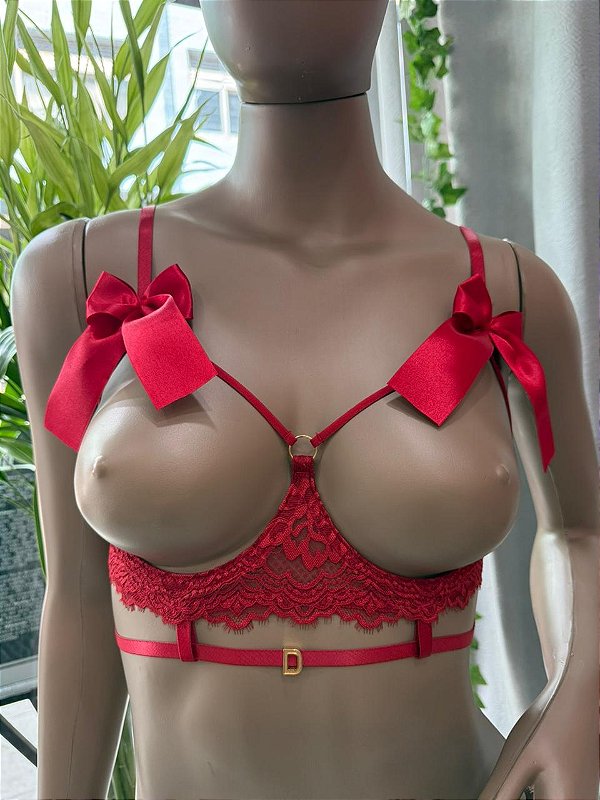FELICIDADE SOUTIEN RENDA C/ LAÇO E ARO - VERMELHO BORDÔ
