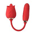 FLOWERY PLUS Vibrador de Ponto G e Clitóris com Língua / Vai e vem Formato de Rosa cor Vermelho - 7868