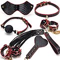 Maleta Sado de Luxo Algema, Tornozeleira com Corrente,Venda e Chicote - 8434