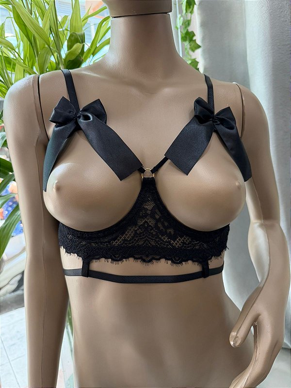FELICIDADE SOUTIEN RENDA C/ LAÇO E ARO - PRETO