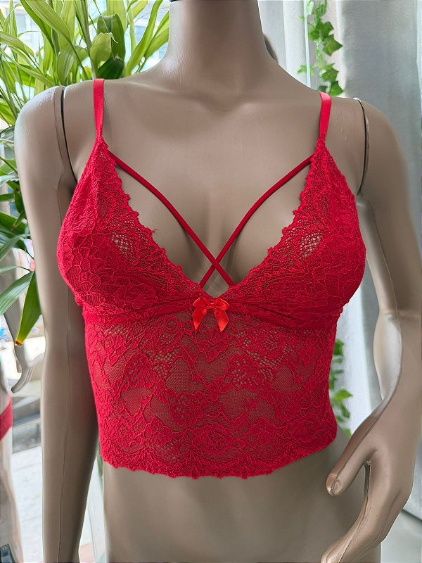 EVA TOP EM RENDA VERMELHO - TAM M