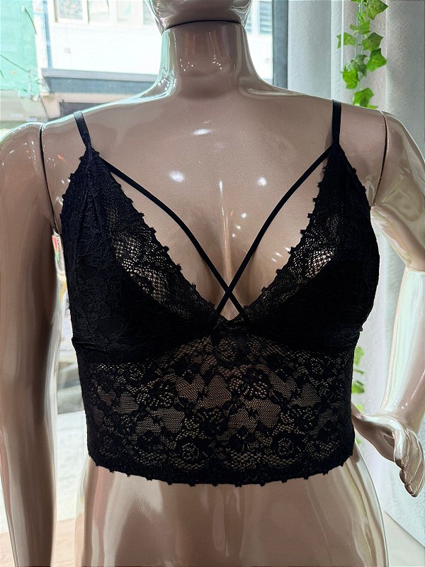 EVA TOP EM RENDA PRETO - TAM GG