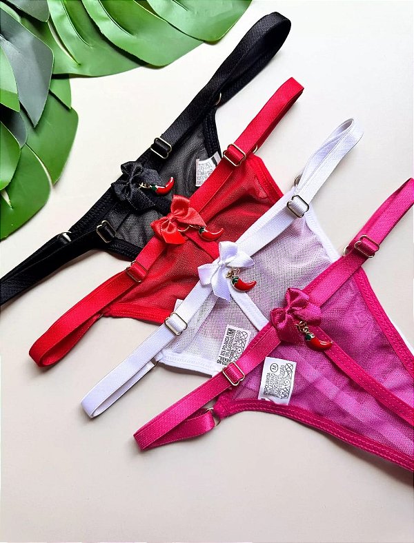 PIMENTA FIO SEXY TULE COM BIJU VERMELHO - 053