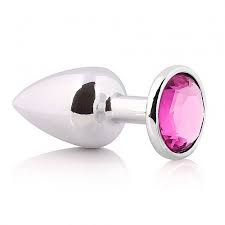 PLUG ANAL M REDONDO CROMADO PEDRA ROSA - 5846