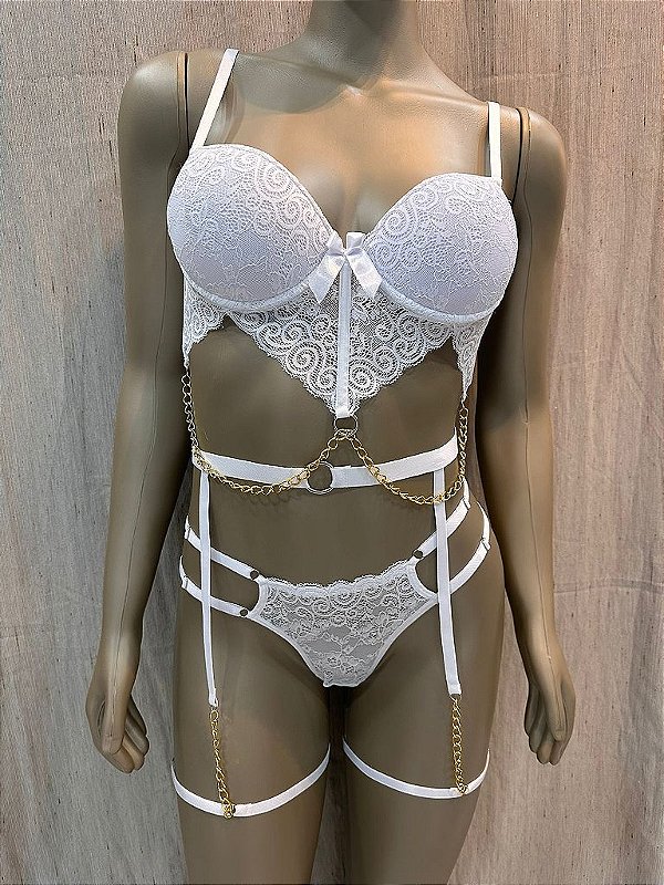 BARCELONA CONJUNTO COM CINTA LIGA - BRANCO TAM-G