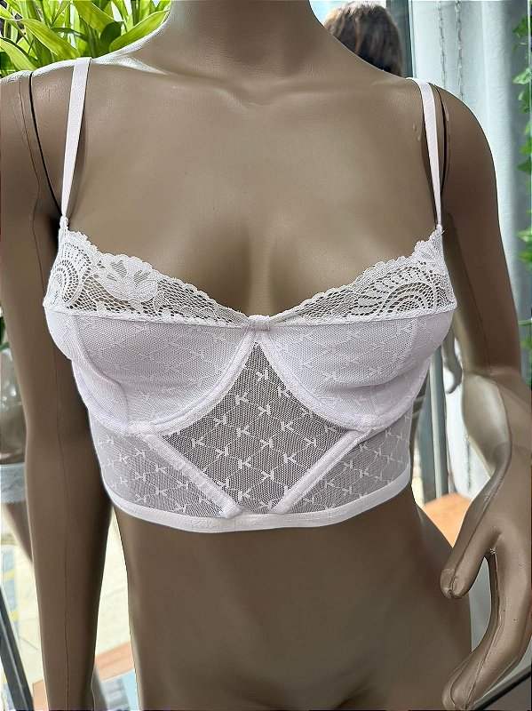 CLASSICO CROPED TULE E RENDA COM ARO - BRANCO