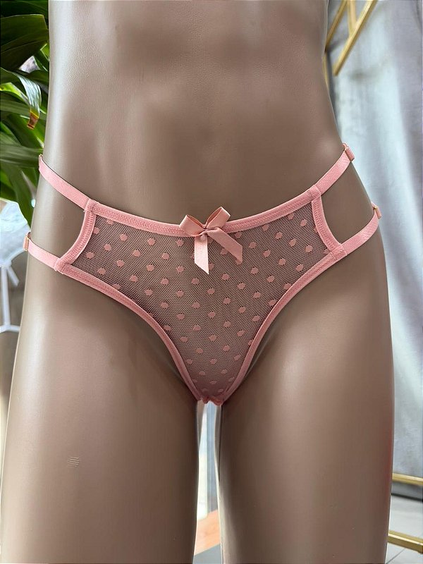 BEIJO FIO SEXY COM TULE  - ROSÉ