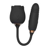 HORTÊNCIA Vibrador de Ponto G e Clitóris com Vai e vem - Formato de Rosa cor Preto - 7633