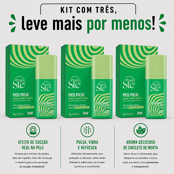 KIT COM TRES PICO PULSE CHICLETE DE MENTA ( cada sai por R$ 50,79 no pix )