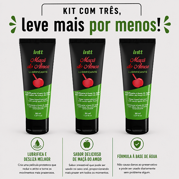 KIT COM TRES MAÇA DO AMOR LUBRIFICANTE ÍNTIMO 50ml ( cada sai por 20,90 no pix )
