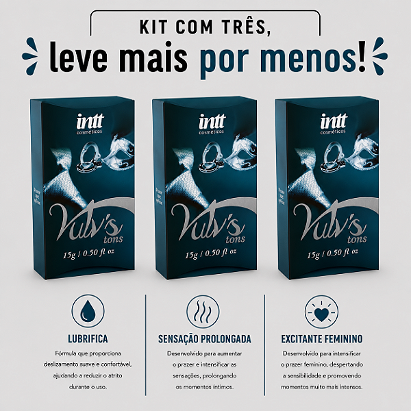 KIT COM TRES VULV'S 50 TONS EXCITANTE FEMININO 15g ( cada sai por 19,41 no pix )