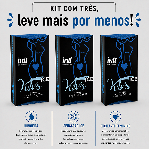 KIT COM TRES VULV'S ICE EXCITANTE FEMININO 15g ( cada sai por 19,41 no pix )