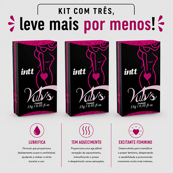 KIT COM TRES VULV'S EXCITANTE FEMININO 15g ( cada sai por 19,41 no pix )