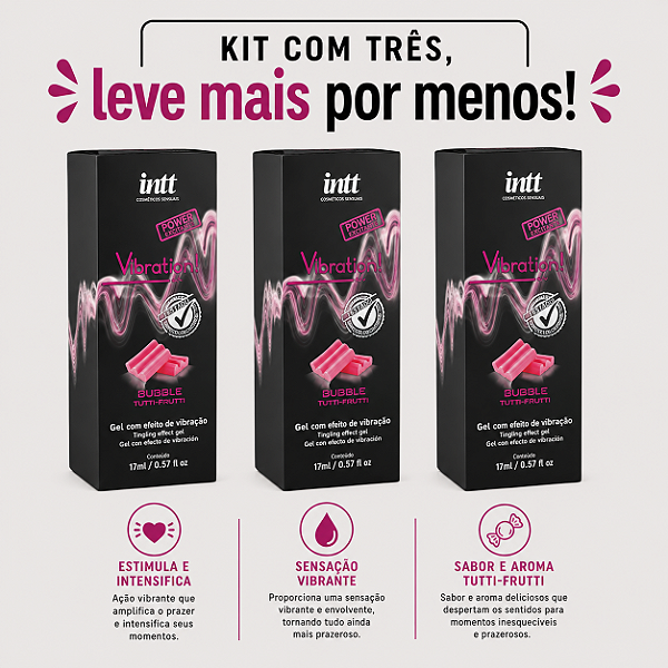 KIT COM TRES VIBRATION! POWER CHICLETE 17ml ( cada sai por 58,76 no pix )