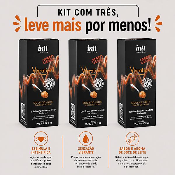 KIT COM TRES VIBRATION! POWER DOCE DE LEITE 17ml ( cada sai por 58.76 no pix )