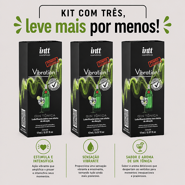 KIT COM TRES VIBRATION! POWER GIN TÔNICA 17ml ( cada sai por 58,76 no pix )