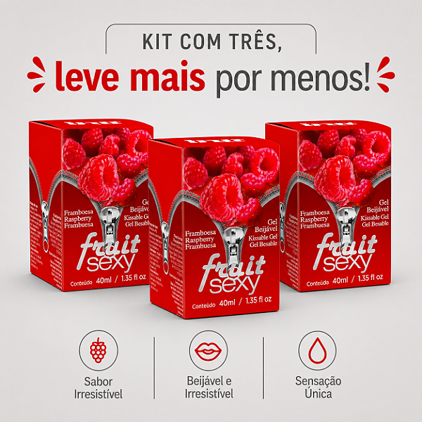 KIT COM TRES FRUIT SEXY HOT FRAMBOESA 40ml ( cada sai por 14,93 no pix )
