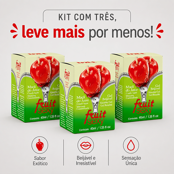 KIT COM TRES FRUIT SEXY MAÇA DO AMOR 40ml ( cada sai por 14,93 no pix )
