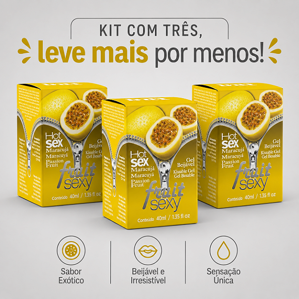 KIT COM TRES FRUIT SEXY HOT MARACUJÁ 40ml ( cada sai por 14,93 no pix )