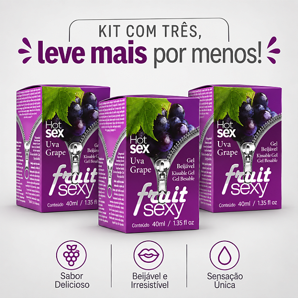 KIT COM TRES FRUIT SEXY HOT UVA GRAPE 40ml ( cada sai por 14,93 no pix )