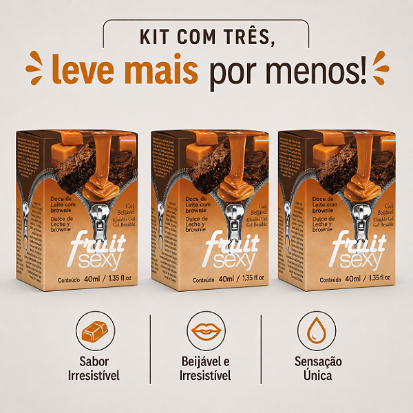 KIT COM TRES FRUIT SEXY DOCE DE LEITE COM BROWNIE 40ml ( cada sai por 14,93 no pix )