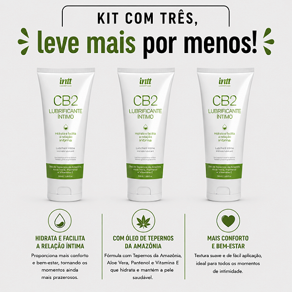KIT COM TRES CB2 LUBRIFICANTE ÍNTIMO NEUTRO 50ml ( cada sai por 31,36 no pix )