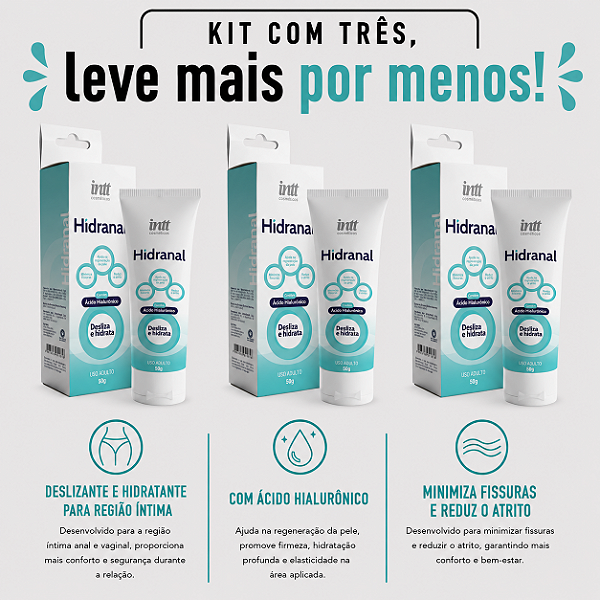 KIT COM TRES HIDRANAL LUBRIFICA E HIDRATA INTT 50g ( cada sai por R$ 26,88 no pix )