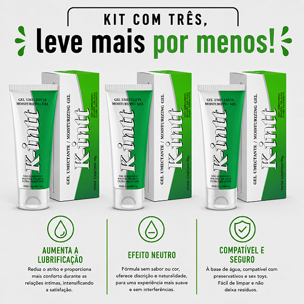KIT COM TRES K INTT GEL DESLIZANTE BASE DAGUA Neutro 50g ( cada sai por R$ 16,42 no pix )