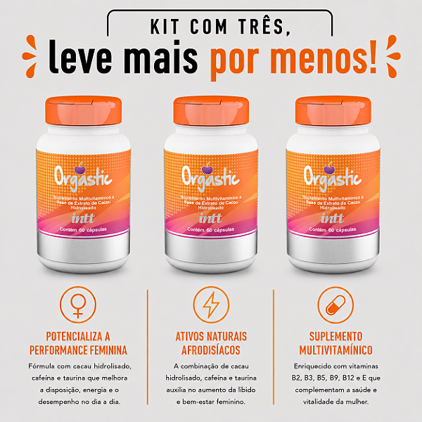 KIT COM TRES ORGASTIC CÁPSULAS FEMININO ( cada sai por R$ 64,73 no pix )