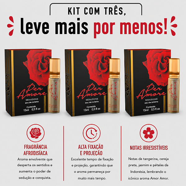KIT COM TRES PER AMORE SEDUZIONE INTT ( cada sai por R$ 57,26 no pix )