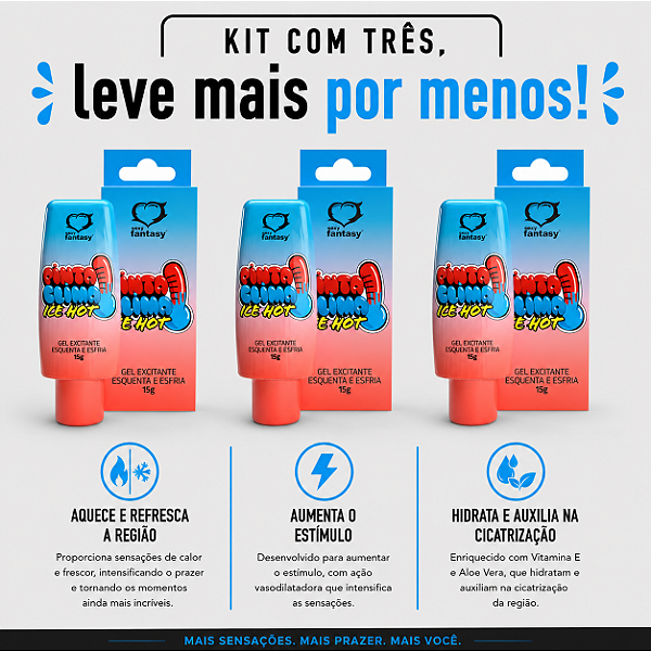 KIT COM TRES PINTA CLIMA ICE / HOT Excitante em Gel 15g ( cada sai por R$ 10,95 no pix )