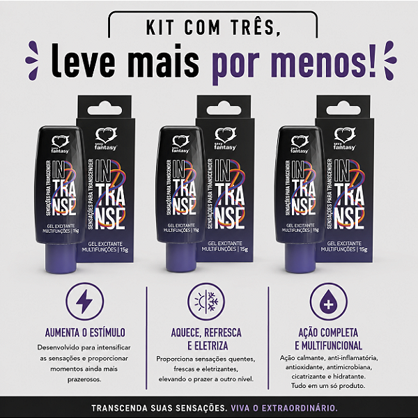 KIT COM TRES INTRANSE EXCITANTE GEL MULTIFUNÇÕES 15g ( cada sai por R$ 10,95 no pix )
