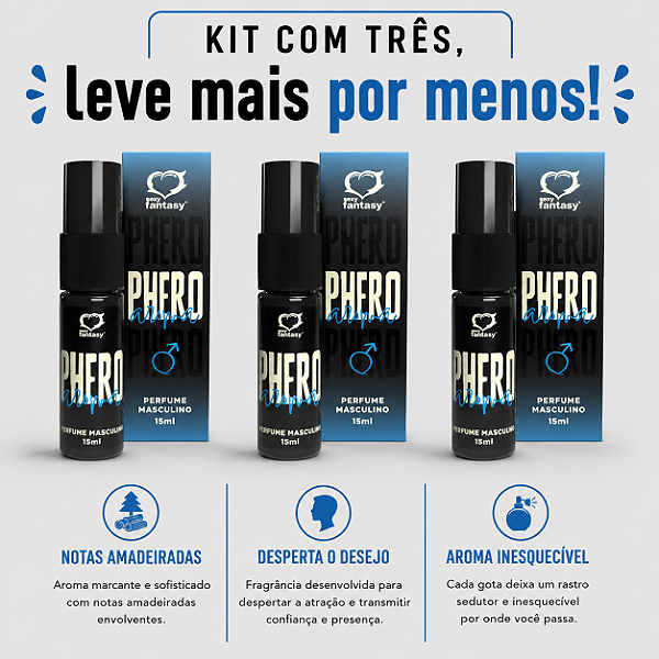 KIT COM TRES PHERO AROMA MASCULINO AFRODISÍACO 15ml ( cada sai por R$ 11,94 no pix )