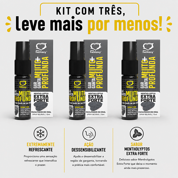KIT COM TRES GARGANTA EXTRA FORTE MUITO+ PROFUNDA! 15ml ( cada sai por R$ 14,93 no pix )