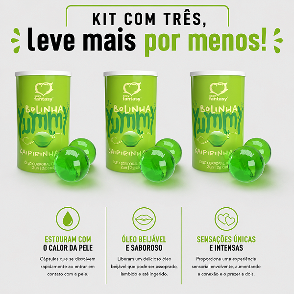 KIT COM TRES YUMMY BALL Beijável Caipirinha Ice 2un ( cada sai por R$ 4,97 no pix )