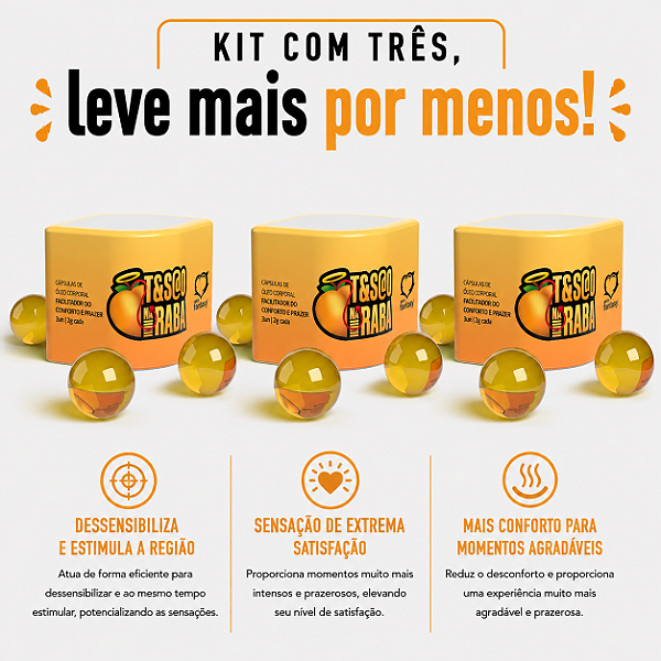 KIT COM TRES TESÃO NA RABA DESSENSIBILIZANTE EXCITANTE CÁPSULA 3un ( cada sai por R$ 5,97 no pix )