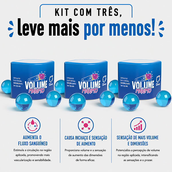 KIT COM TRES VOLUME MÁXIMO SENSIBILIZANTE CÁPSULA 3un ( cada sai por R$ 5,97 no pix )