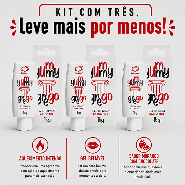 KIT COM TRES GREGO GEL EXTRA HOT YUMMY 15g ( cada sai por R$ 13,44 no pix )