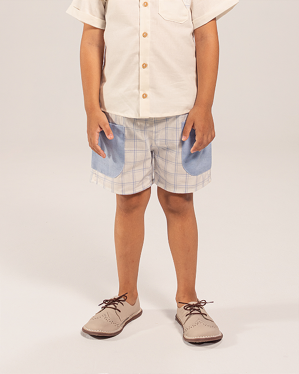 Bermuda bolso lateral Xadrez azul