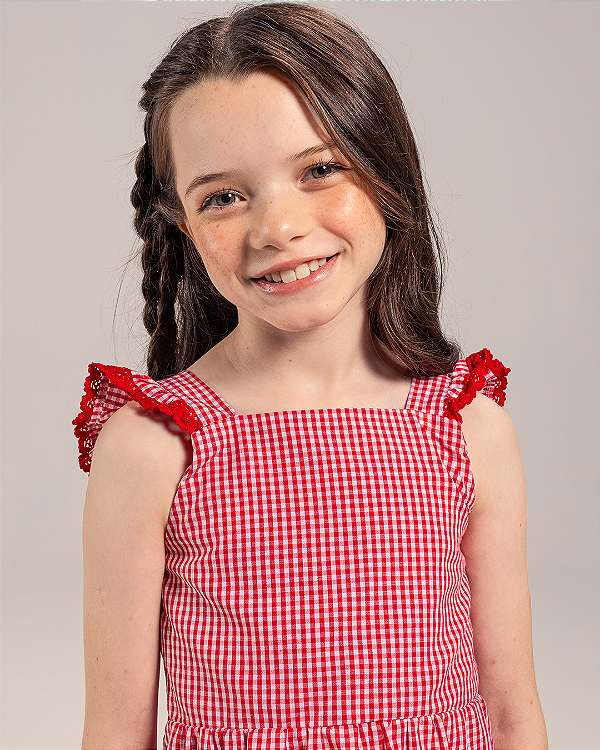 Blusa luz do sol Xadrez vermelho