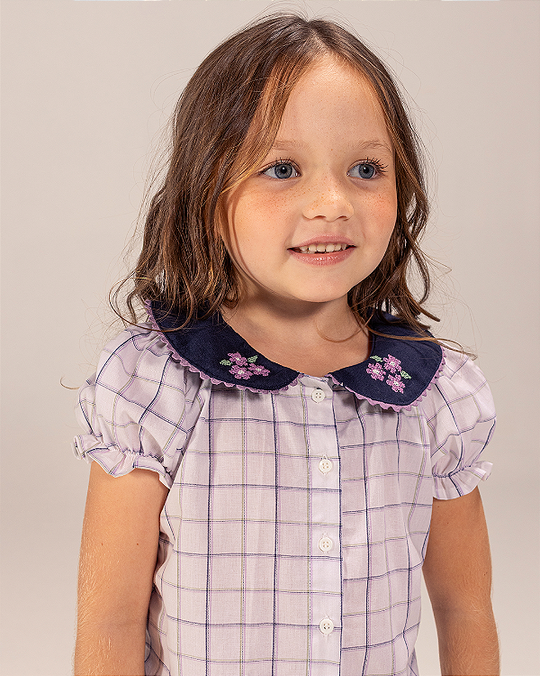 Blusa tulipa Quadriculado lilás