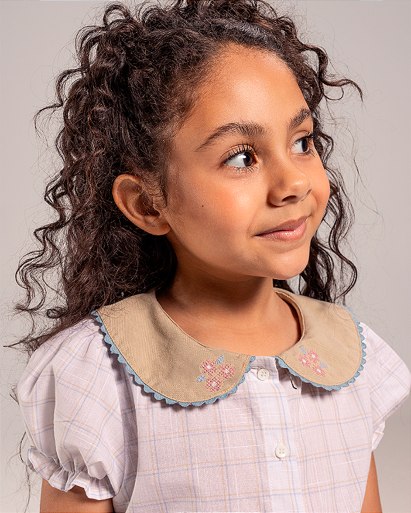 Blusa tulipa Quadriculado areia