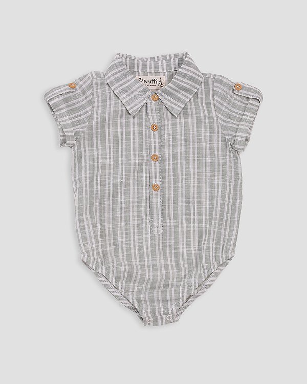 Body camisa manga curta Listrado verde