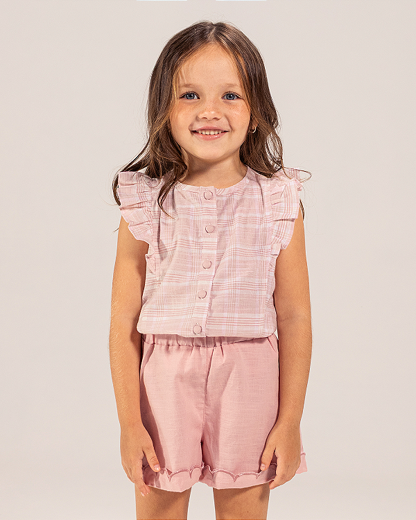 Camisa serena Xadrez rosa
