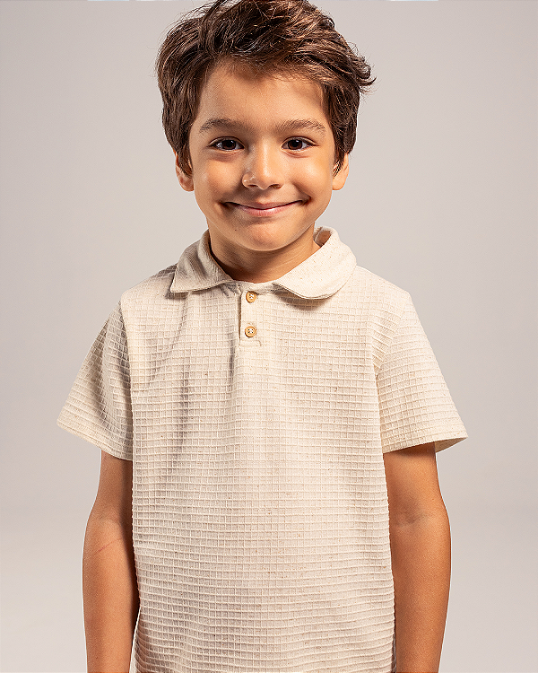 Camiseta gola polo textura Natural