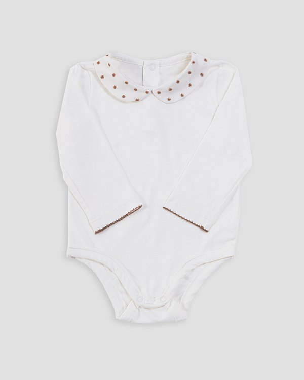 Body baby poá Off-white + marrom