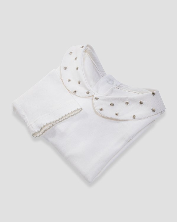 Body baby poá Off-white + amarelo