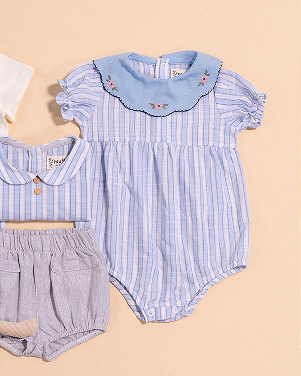 Romper jardim Listrado marinho